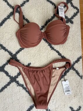 NWT: Women’s Molded Bikini Set in Rust Brown/Mauve